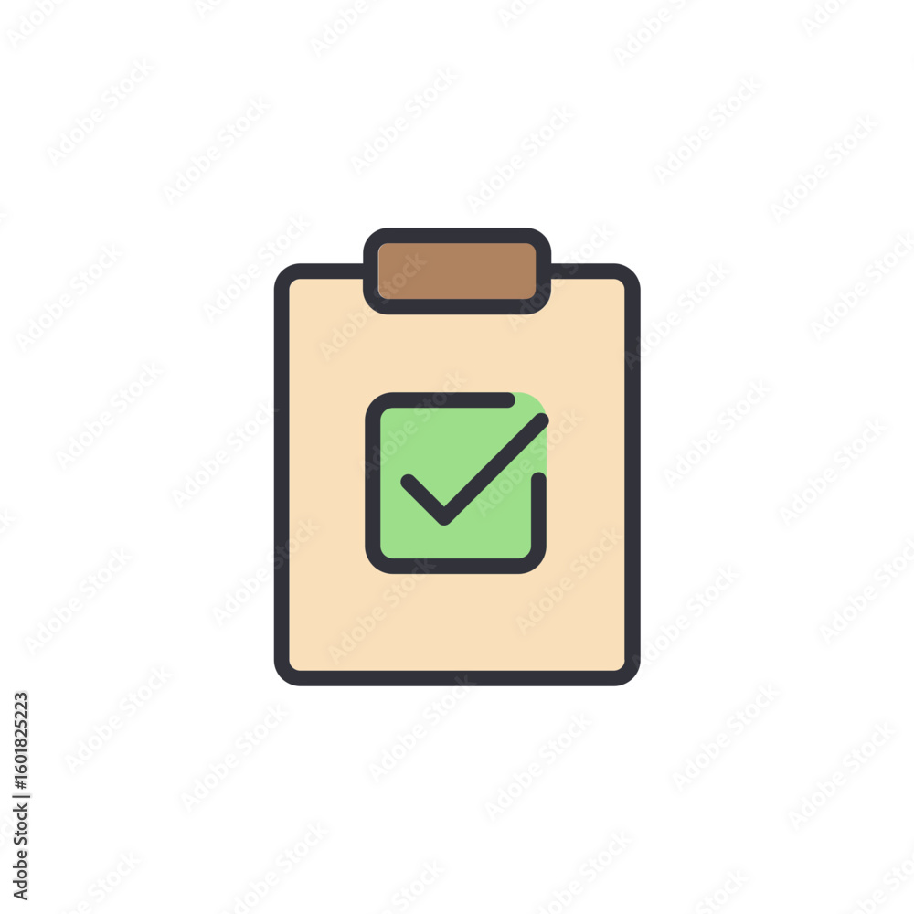 Poster clipboard with checkmark icon design for task completion concept