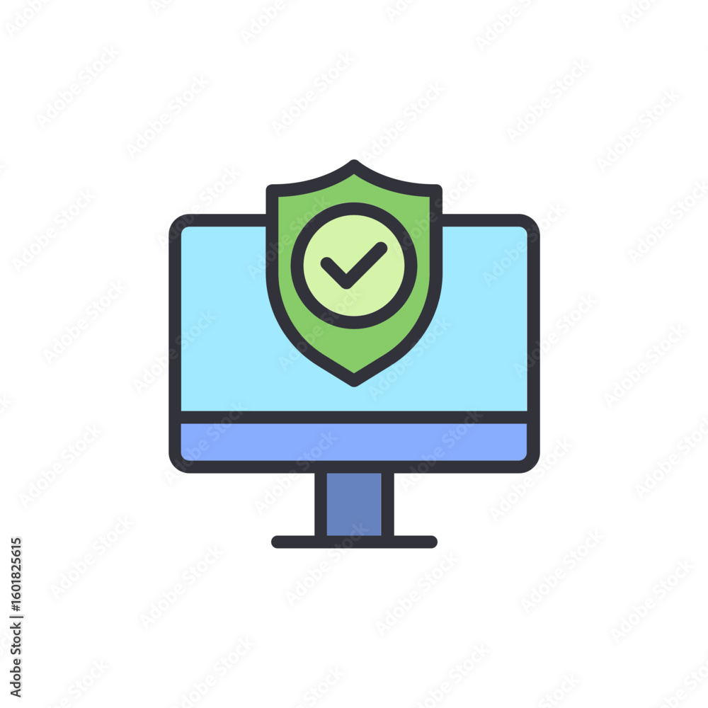Poster protected computer system displaying data security and network safety