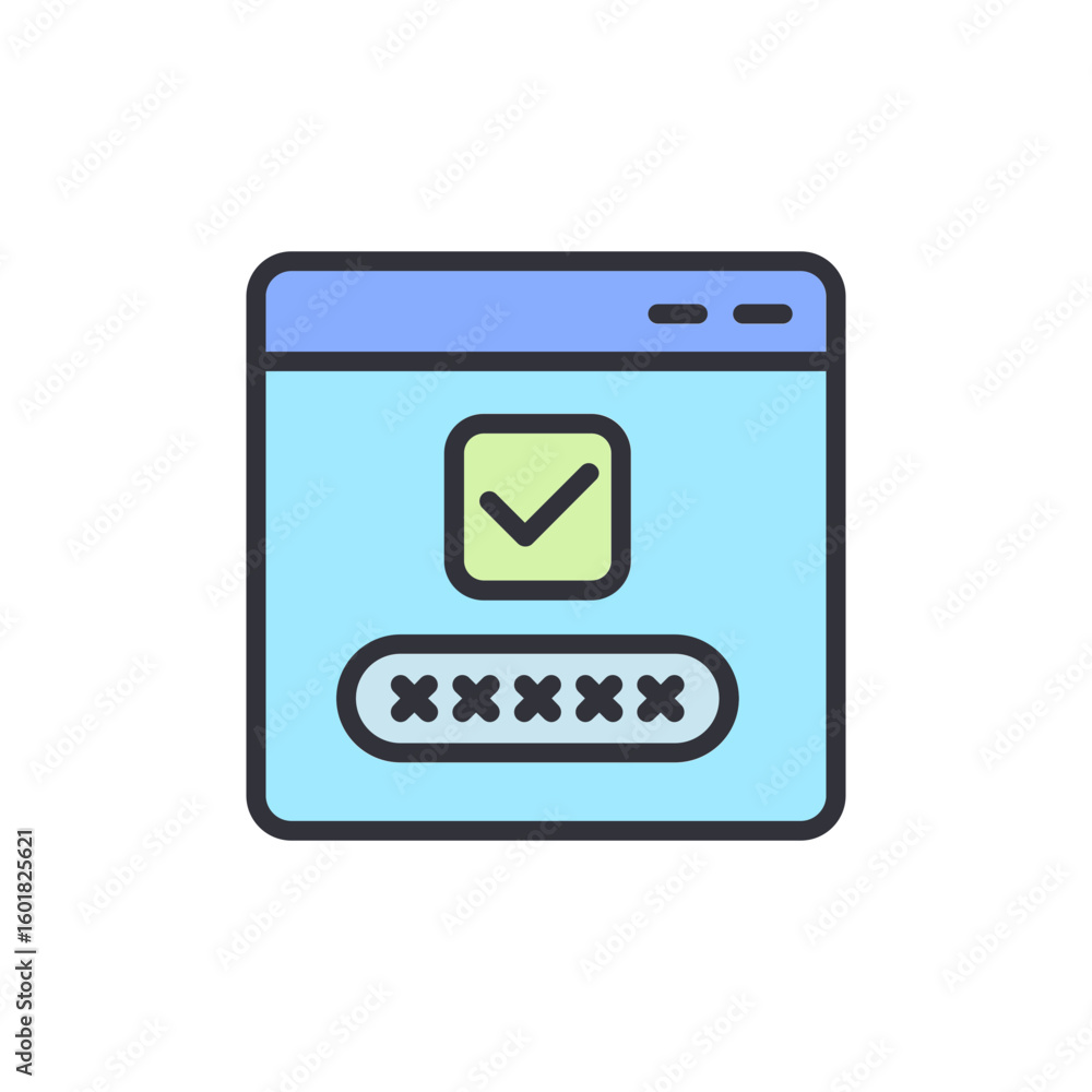 Poster successful login authentication symbol for protected access and security