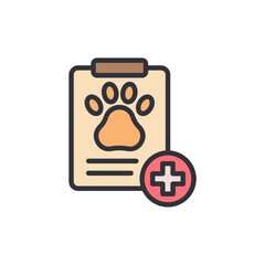Veterinary Medical Report With Animal Paw Print And Health Plus Symbol