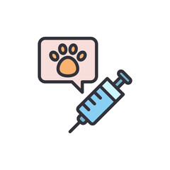 Pet Vaccination Concept Showing Syringe And Paw Print Speech Bubble
