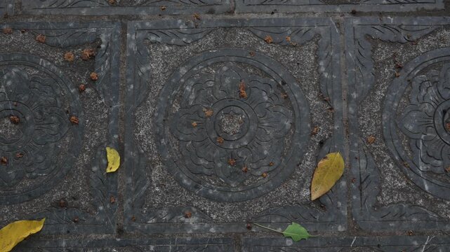 Decorative paving stone tiles Hanoi Vietnam Old QUarter street art decotation