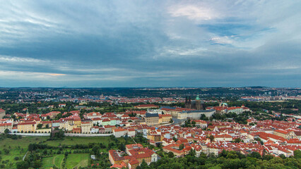 Fototapeta premium Wonderful timelapse View To The City Of Prague From Petrin Observation Tower In Czech Republic