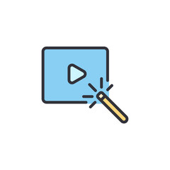 Charming Icon Showing Video Playback Being Enhanced With Magic Wand