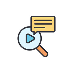 Video Content Search With Magnifying Glass And Speech Bubble Icon