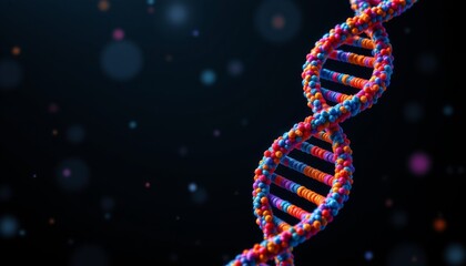 Vibrant Double Helix Against Dark