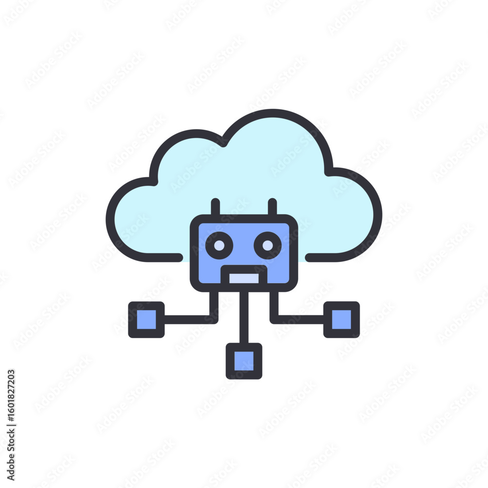 Poster cloud computing robot symbolizing artificial intelligence technology