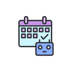 Scheduled Automation Tasks With Calendar And Robot Face On Transparent