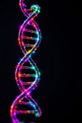 Iridescent Dna Helix with Colorful Starlike Points