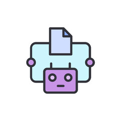 Cute Cartoon Robot Assisting With Document Automation Task In Pastel Colors