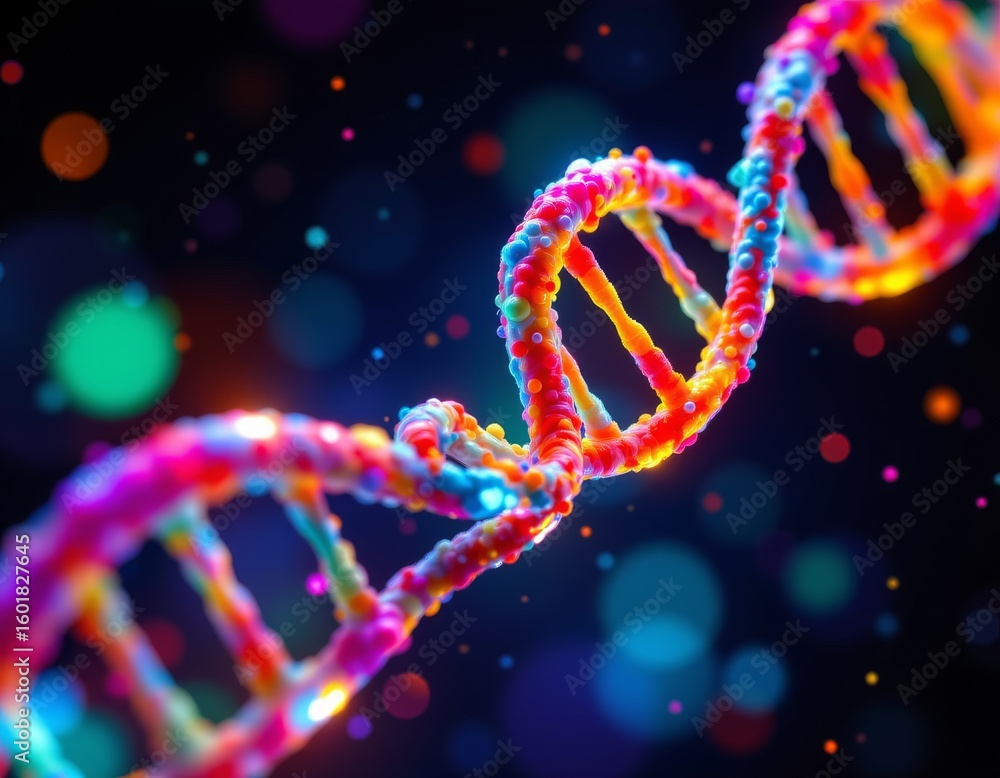 Poster colorful helical structure with bokeh background