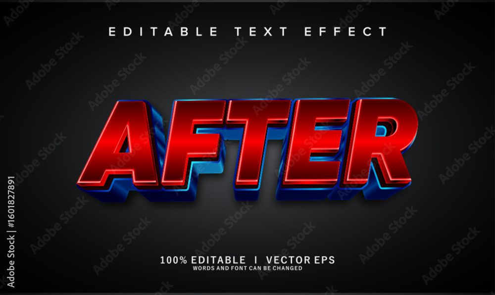 Poster after vector text effect with modern style design