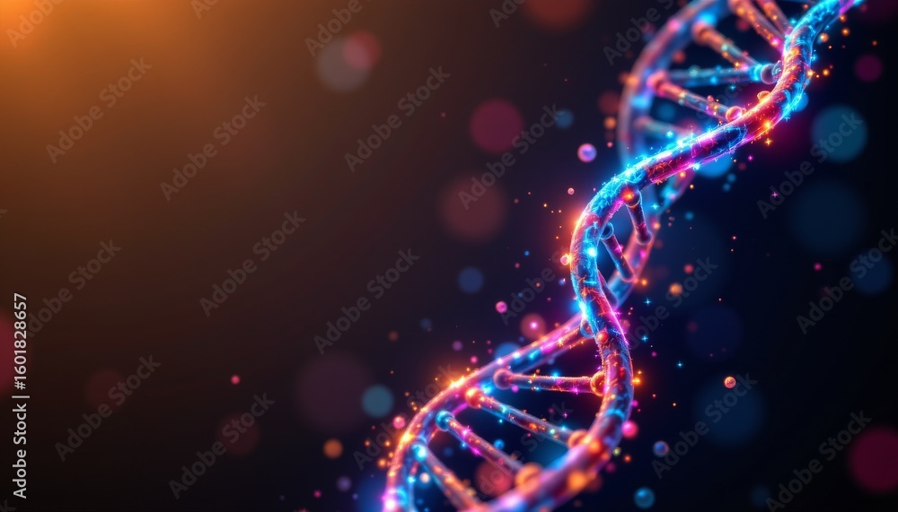 Poster illuminated doublehelix with sparkling elements