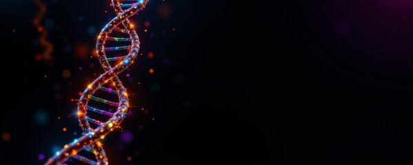 Vibrant Twisting Double Helix Dark Background