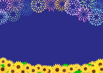 花火と向日葵の背景