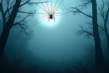 forest, dark, spider, night, mysterious