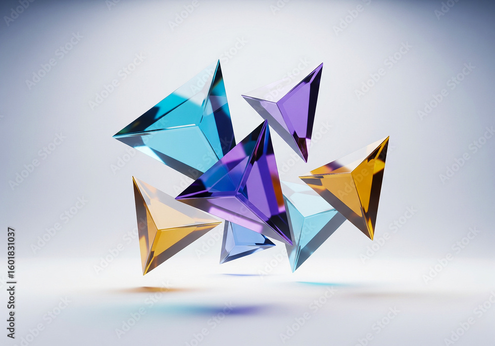 Fototapete abstract colorful crystal triangles background design rendering graphic art illustration wallpaper d