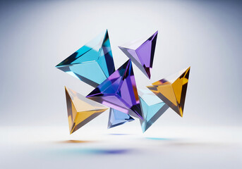 Abstract colorful crystal triangles background design rendering graphic art illustration wallpaper desktop 3d