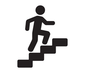 Walk up stairs icon silhouette.