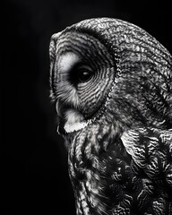 Black and White Wise Owl