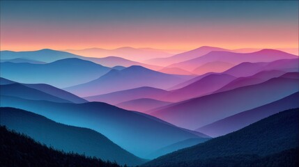 Obraz premium Colorful mountain ranges layered in the soft light of dawn.