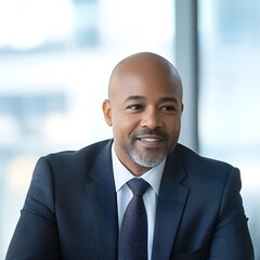 Confident African American Businessman Smiling in a Professional Setting