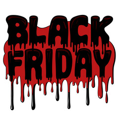 Bold Black Friday text with dripping effect creates urgent shopping excitement and promotional impact.