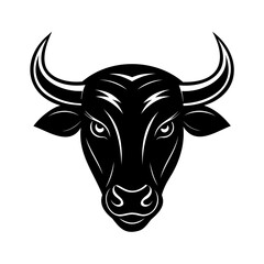 Silhouette a bull head with accents on a animal logo
