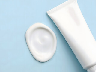 cosmetic smear of creamy texture on gray background
