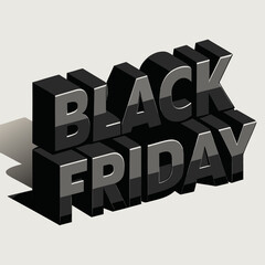 Bold 3D Black Friday text design for ultimate shopping event promotion and advertising campaigns.