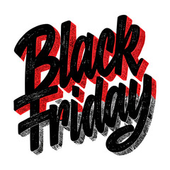 Bold 'Black Friday' lettering with dynamic 3D effect and textured grunge style