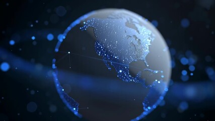 Digital twin technology enhances global logistics by visualizing data flow and network connections glowing earth model with futuristic globe effects - Powered by Adobe