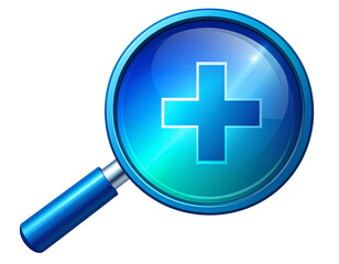 Fototapeta premium Zoom In Icon Only, Bold Gradient Style with Glow Effect, Offset Composition, Transparent Background