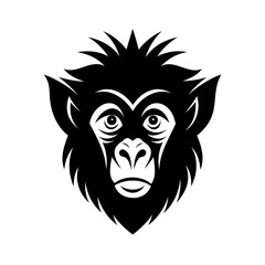 Silhouette a gibbon head with spiky hair expressive eyes primate animal