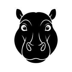 Silhouette a hippopotamus head with details on a animal