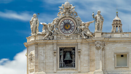 One of the giant clocks on the St. Peter's facade timelapse.