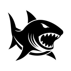 Silhouette a shark head with open mouth sharp teeth animal marine