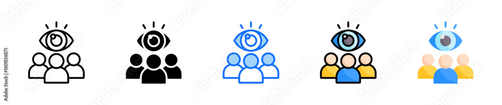Poster supervision icon set multiple style collection