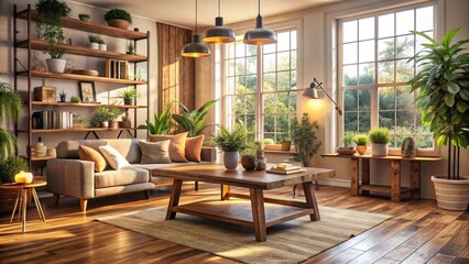 A modern luxury hotel living room features elegant furniture, a stylish table, and tasteful decor, creating an inviting indoor space