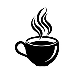 Silhouette a steaming coffee cup with a handle drink