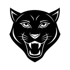 Silhouette a snarling panther head with sharp teeth eyes vector