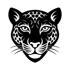 Silhouette a stylized leopard head with tribal markings animal wild