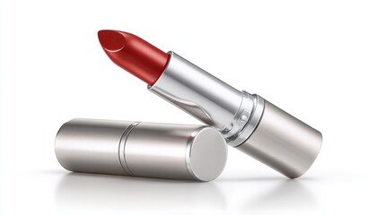 Red lipstick on white background