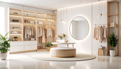 Modern beige walk-in closet