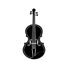 Fototapeta premium Silhouette a violin with f-holes strings music instrument