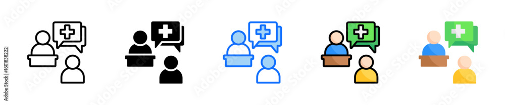 Poster health communication icon set multiple style collection