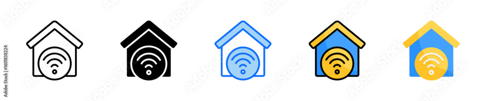 Poster smart home icon set multiple style collection