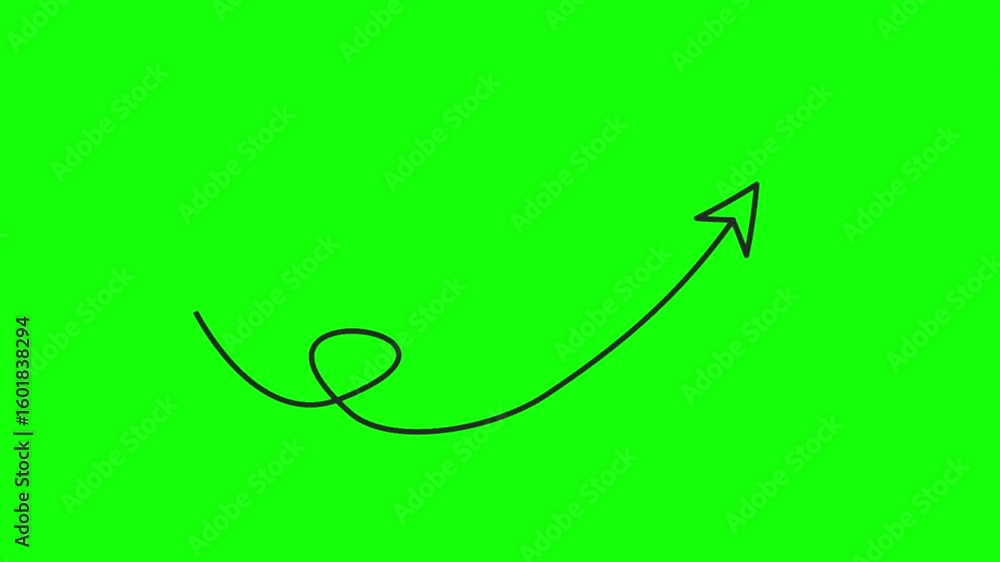Aufkleber animated arrow ascending on green screen background for visual effects and motion graphics