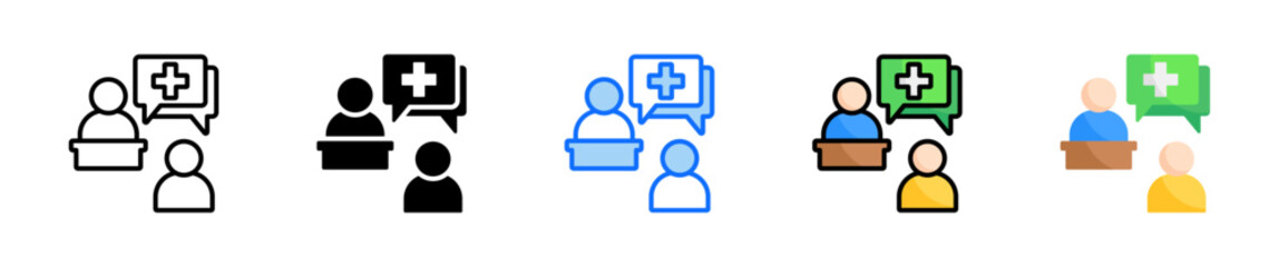 Health Communication Icon Set Multiple Style Collection