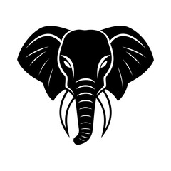 Silhouette an elephant head with large ears tusks logo animal